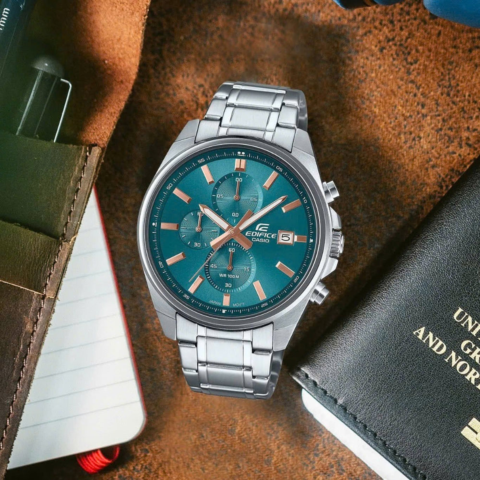 Reloj Análogo Casio Edifice EFV-610DE-2AUDF con Cronógrafo en Acero Inoxidable Color Azul Petroleo 7