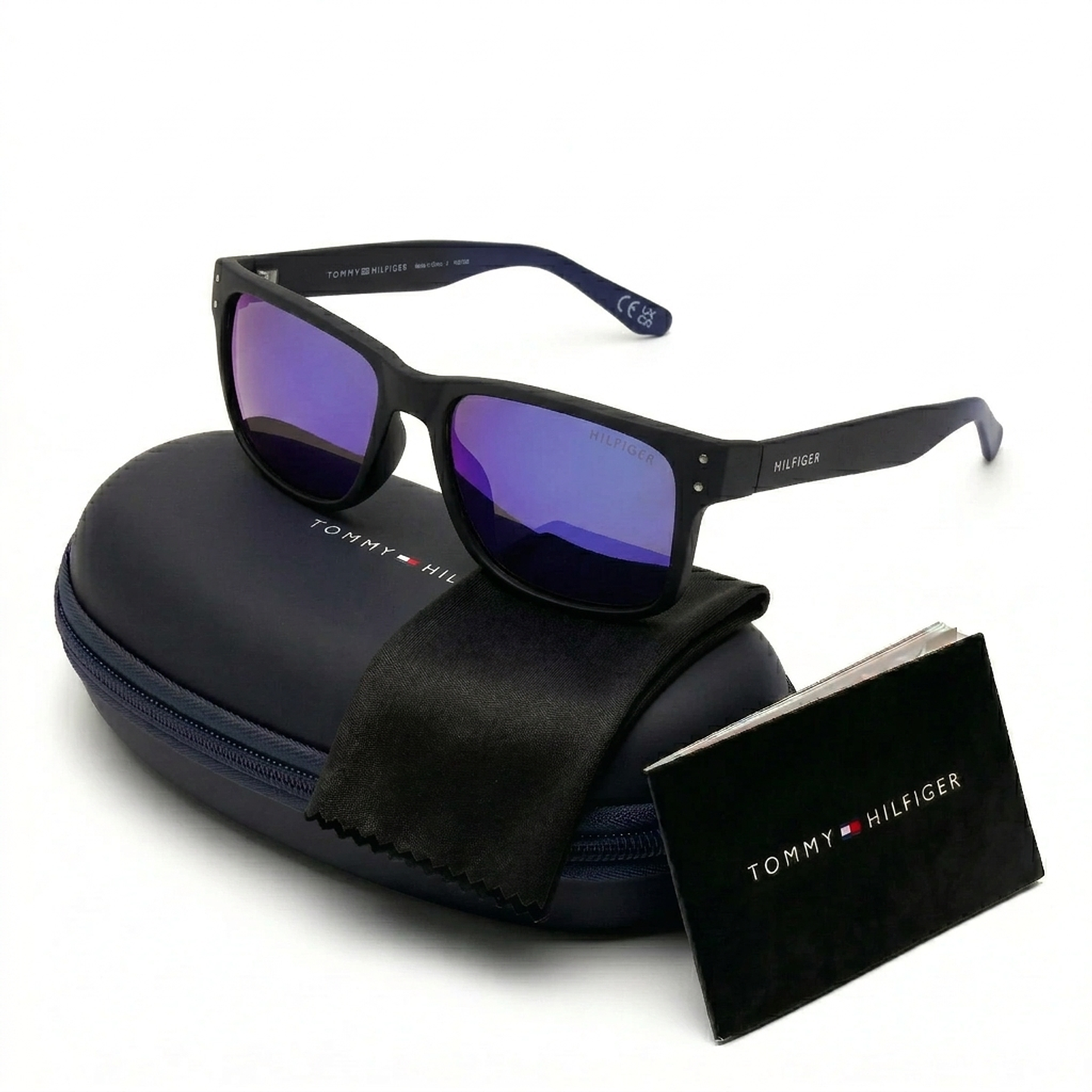 Gafas de Sol Tommy Hilfiger X62108 Outlook Negro Mate Lente Espejado Azul 56mm 1
