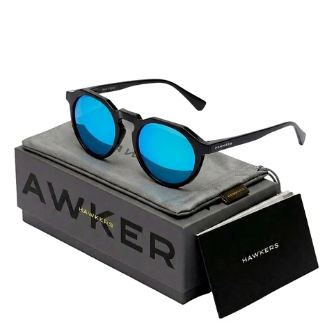 Gafas de Sol Hawkers Warwick Raw Round Azul Claro Espejado Unisex Talla 51mm