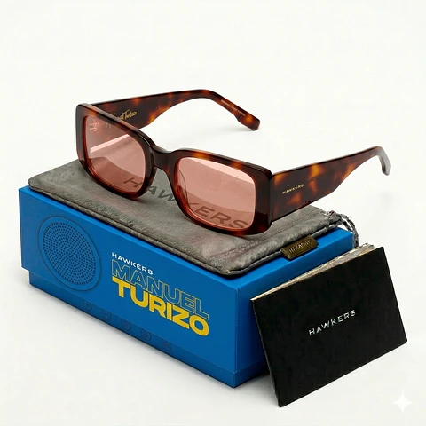 Gafas de Sol Hawkers Linda X Manuel Turizo Color Havana Naranja Unisex Talla 54mm