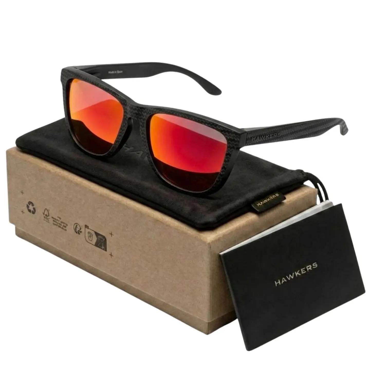 Gafas de Sol Polarizado Hawkers ONE RAW CARBON FIBER Rojo Espejado Unisex Talla 54mm 1