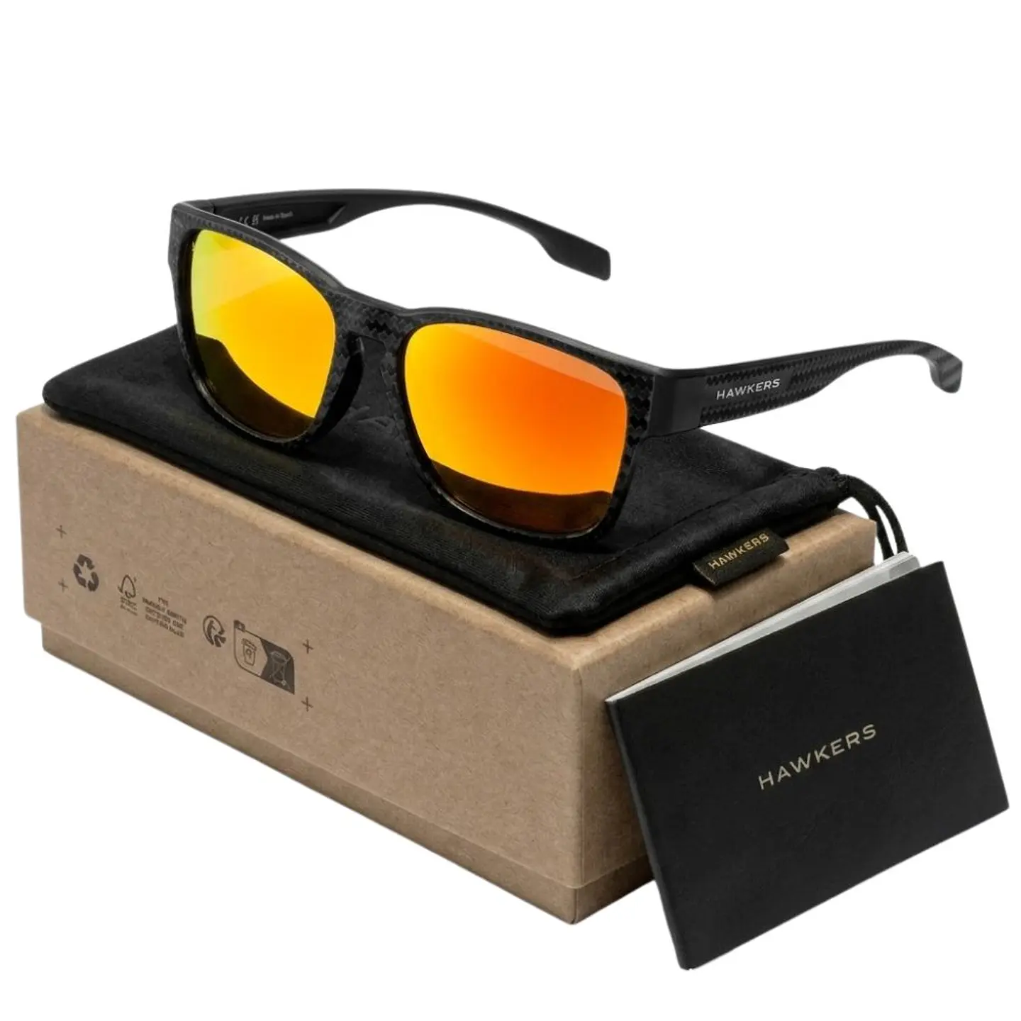Gafas de Sol Polarizado Hawkers CORE RAW CARBON FIBER Naranja Espejado Unisex Talla 56mm 1