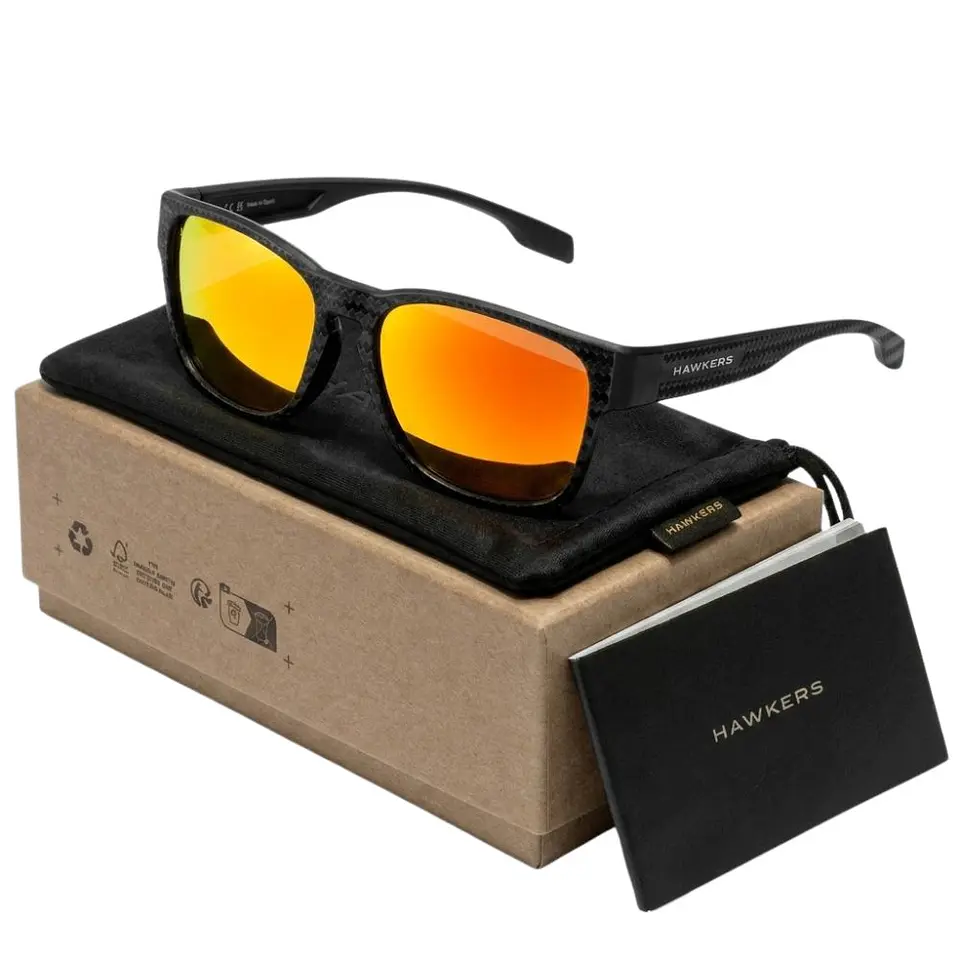 Gafas de Sol Polarizado Hawkers CORE RAW CARBON FIBER Naranja Espejado Unisex Talla 56mm 1