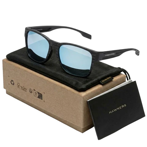 Gafas de Sol Polarizado Hawkers CORE RAW CARBON FIBER HCRA25NLTP Azul Espejado Unisex Talla 56mm