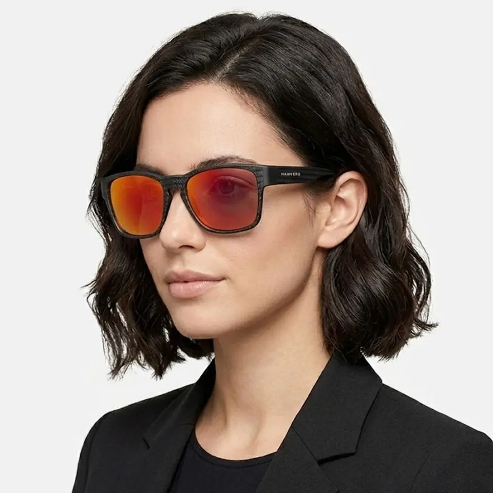 Gafas de Sol Polarizado Hawkers CORE RAW CARBON FIBER Rojo Espejado Unisex Talla 56mm 8