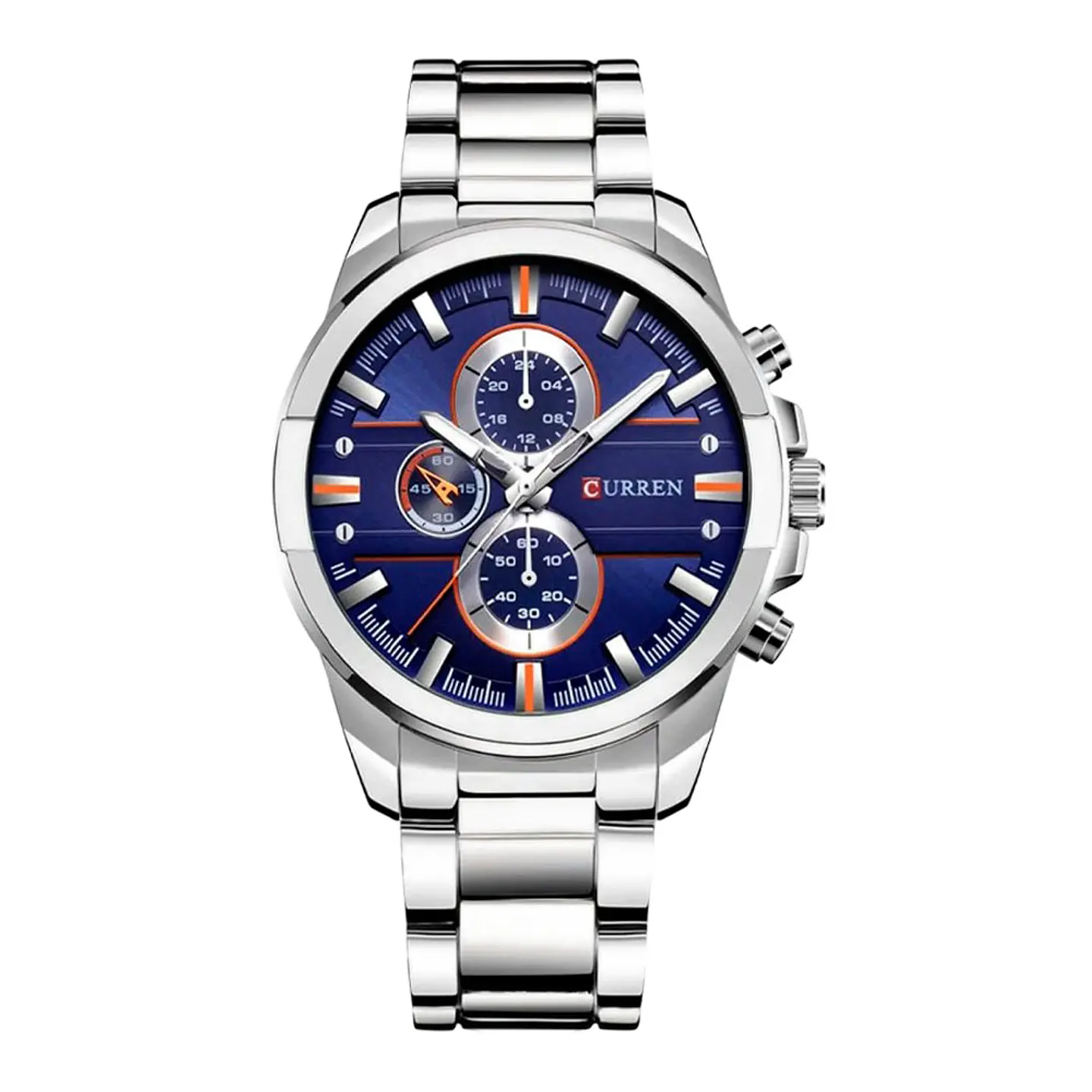 Reloj Analogo Curren KREB491903 8274 para Hombre en Acero Color Plateado y Azul 1