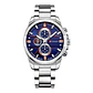 Reloj Analogo Curren KREB491903 8274 para Hombre en Acero Color Plateado y Azul - thumbnail 1