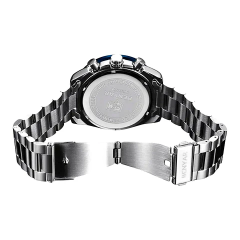 Reloj Analogo Curren KREB491903 8274 para Hombre en Acero Color Plateado y Azul