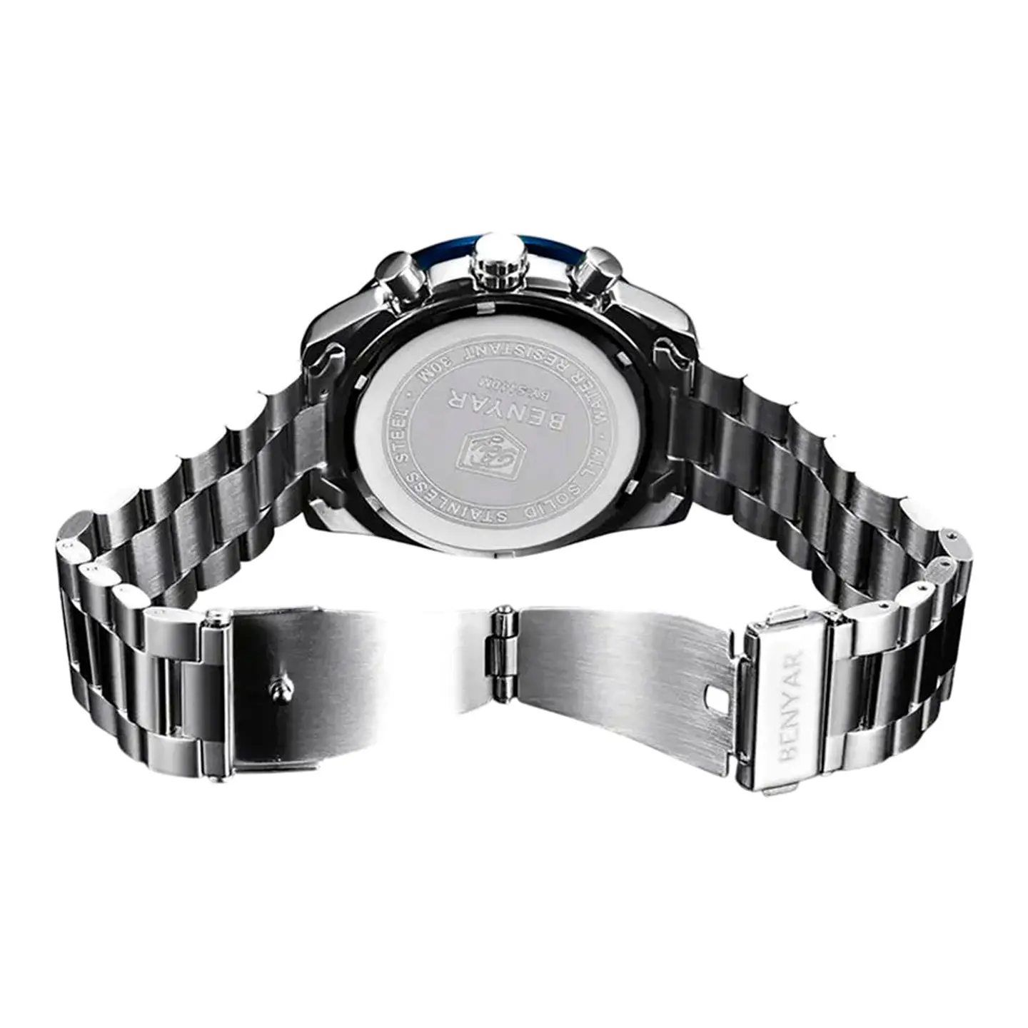 Reloj Analogo Curren KREB491903 8274 para Hombre en Acero Color Plateado y Azul 2