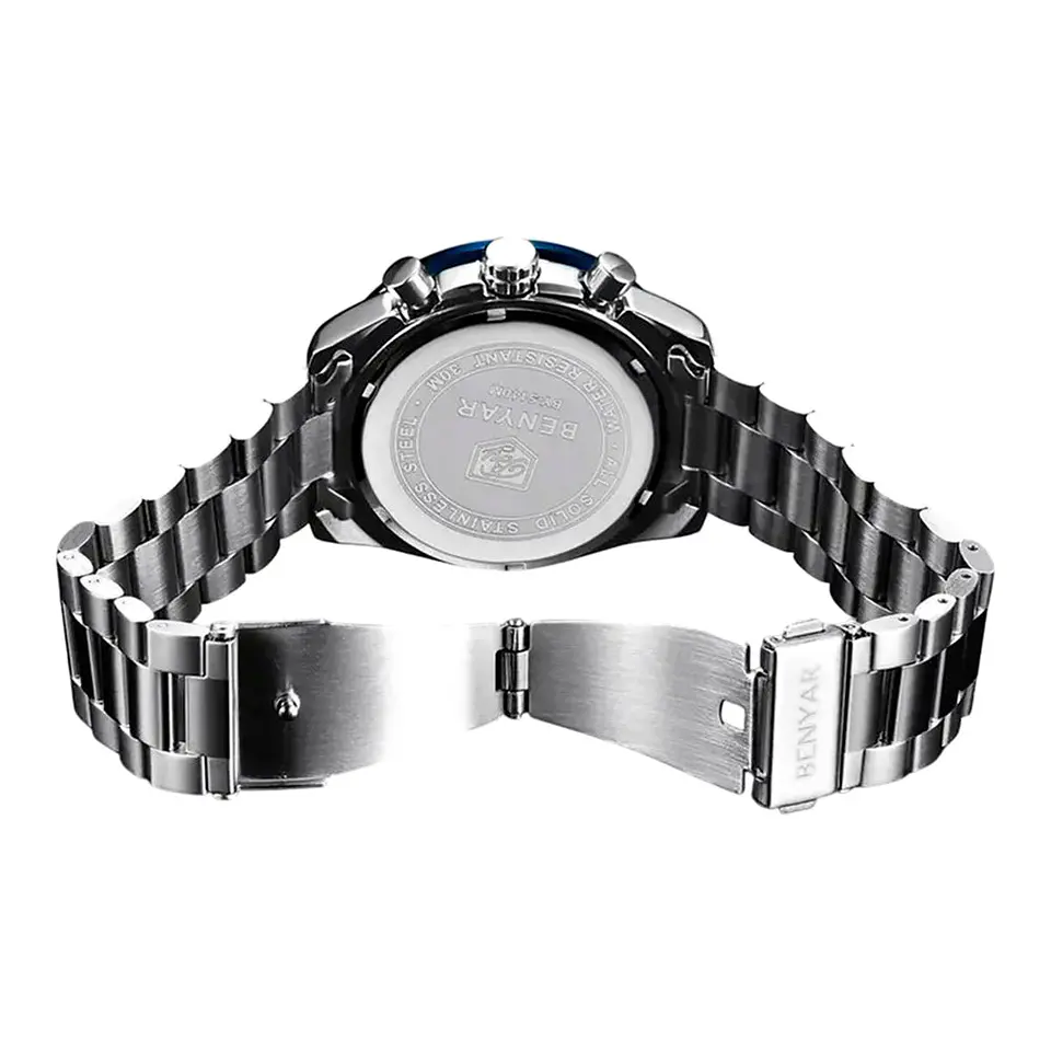 Reloj Analogo Curren KREB491903 8274 para Hombre en Acero Color Plateado y Azul 2