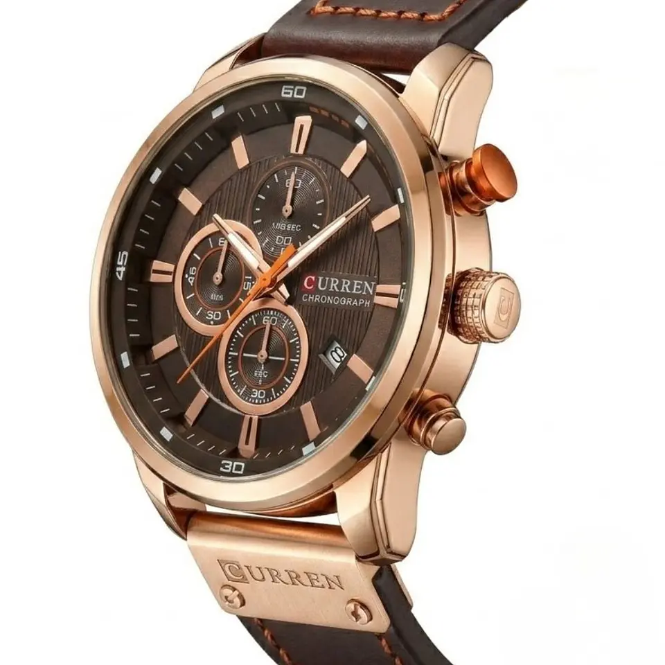 Reloj Analogo Curren KREB942001 para Hombre en Cuero Color Marrón - Dorado 2