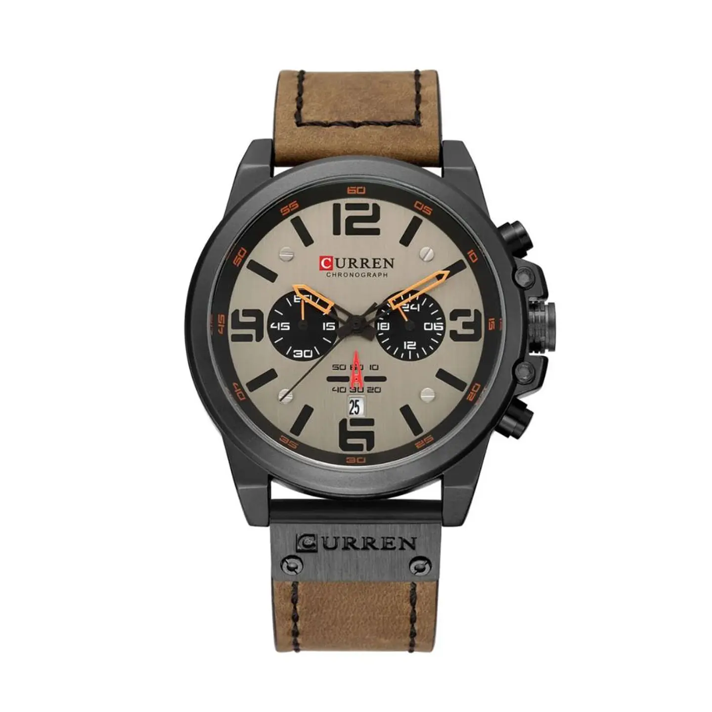 Reloj Analogo Curren KREC160123 para Hombre en Cuero Color Negro - Marron 1