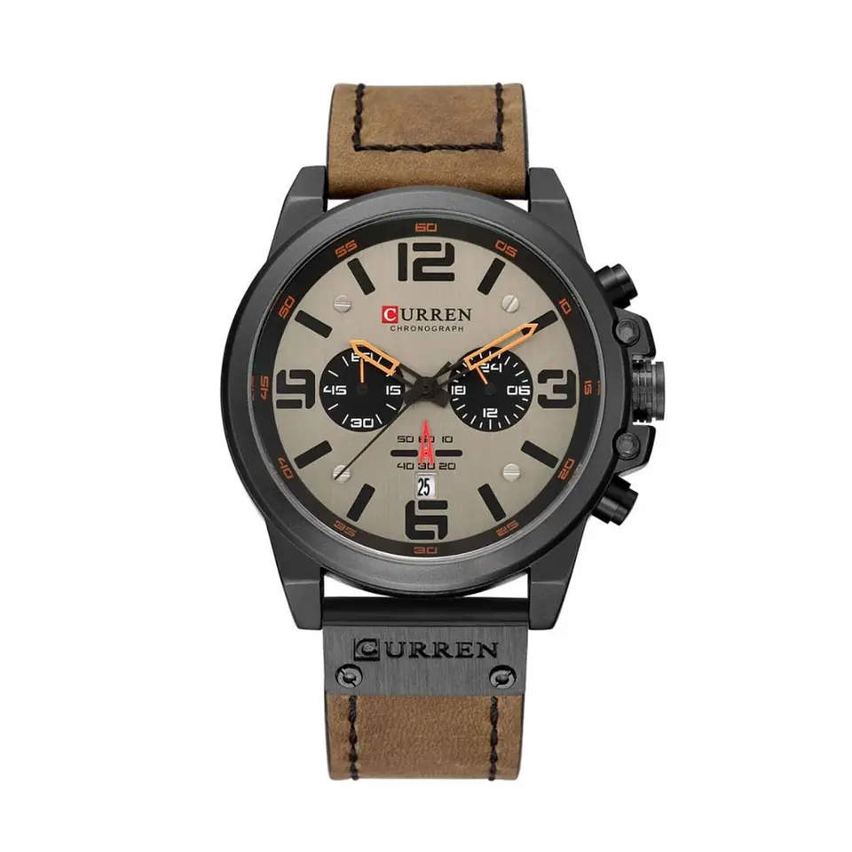 Reloj Analogo Curren KREC160123 para Hombre en Cuero Color Negro - Marron 1