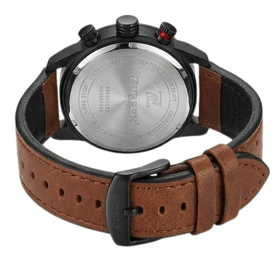 Reloj Analogo Curren KREB110128 para Hombre en Cuero Color Café - Negro 3