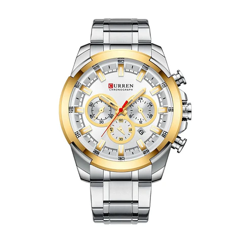 Reloj Analogo Curren KREC941902 para Hombre en Acero Color Plateado - Dorado