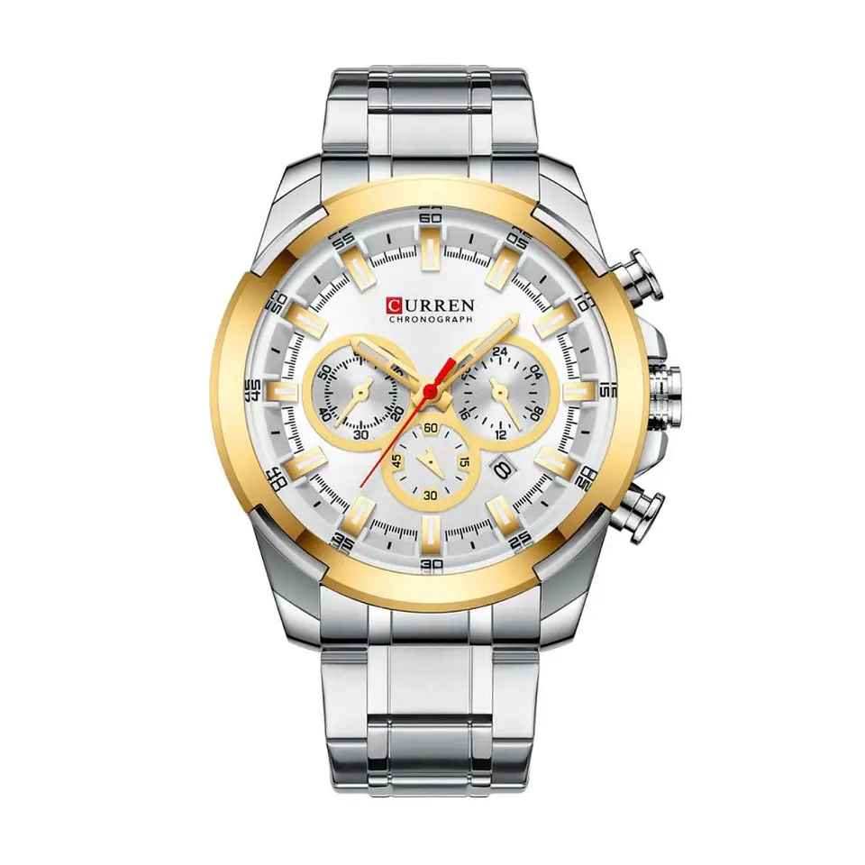 Reloj Analogo Curren KREC941902 para Hombre en Acero Color Plateado - Dorado 1