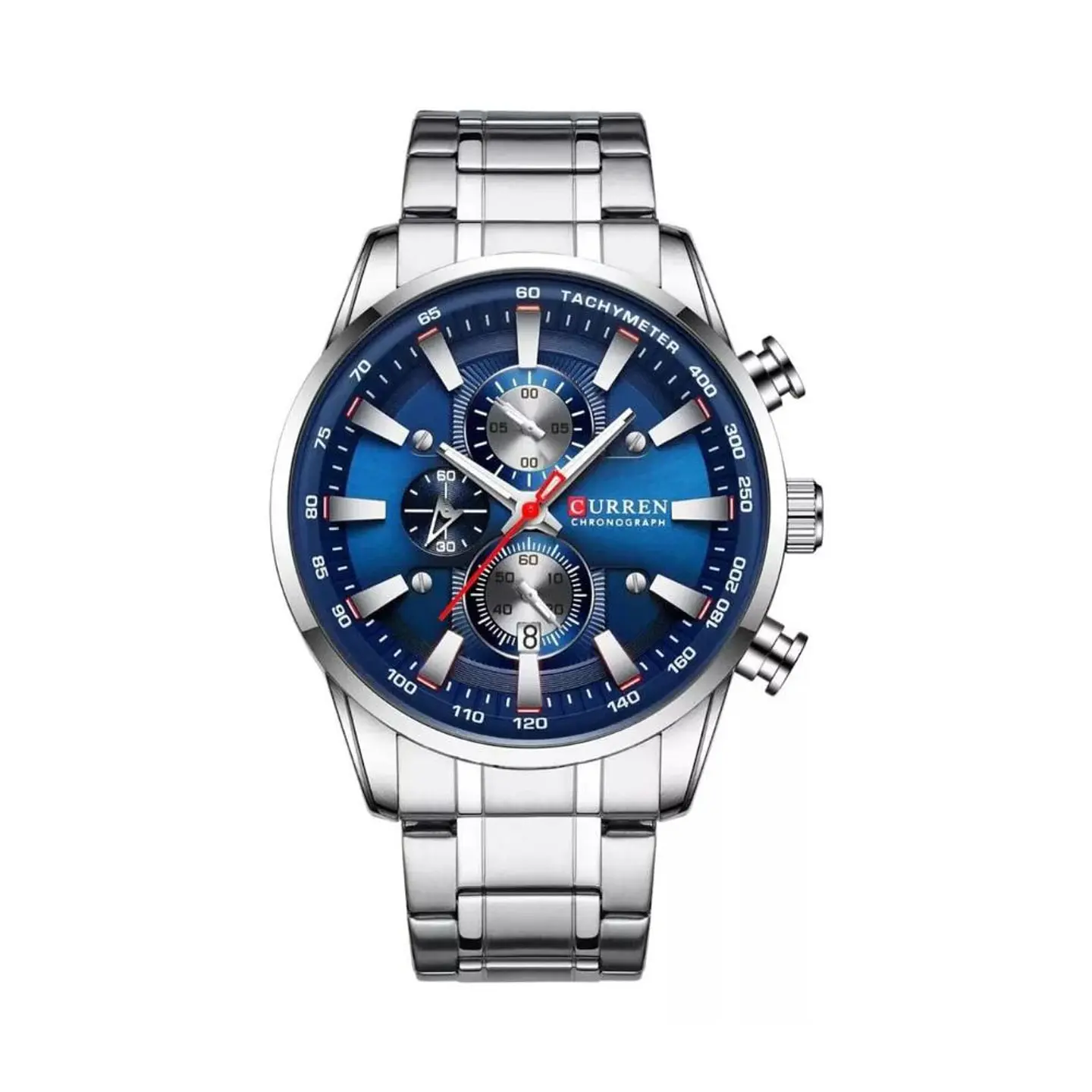 Reloj Analogo Curren KREC971903 para Hombre en Acero Color Plateado - Azul 1