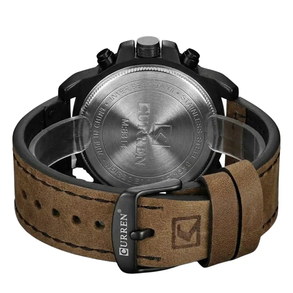Reloj Analogo Curren KREC080102 para Hombre en Cuero Color Marrón - Negro 3