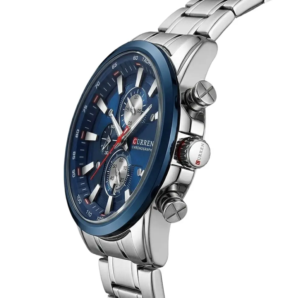 Reloj Analogo Curren KREC971903 para Hombre en Acero Color Plateado - Azul 2