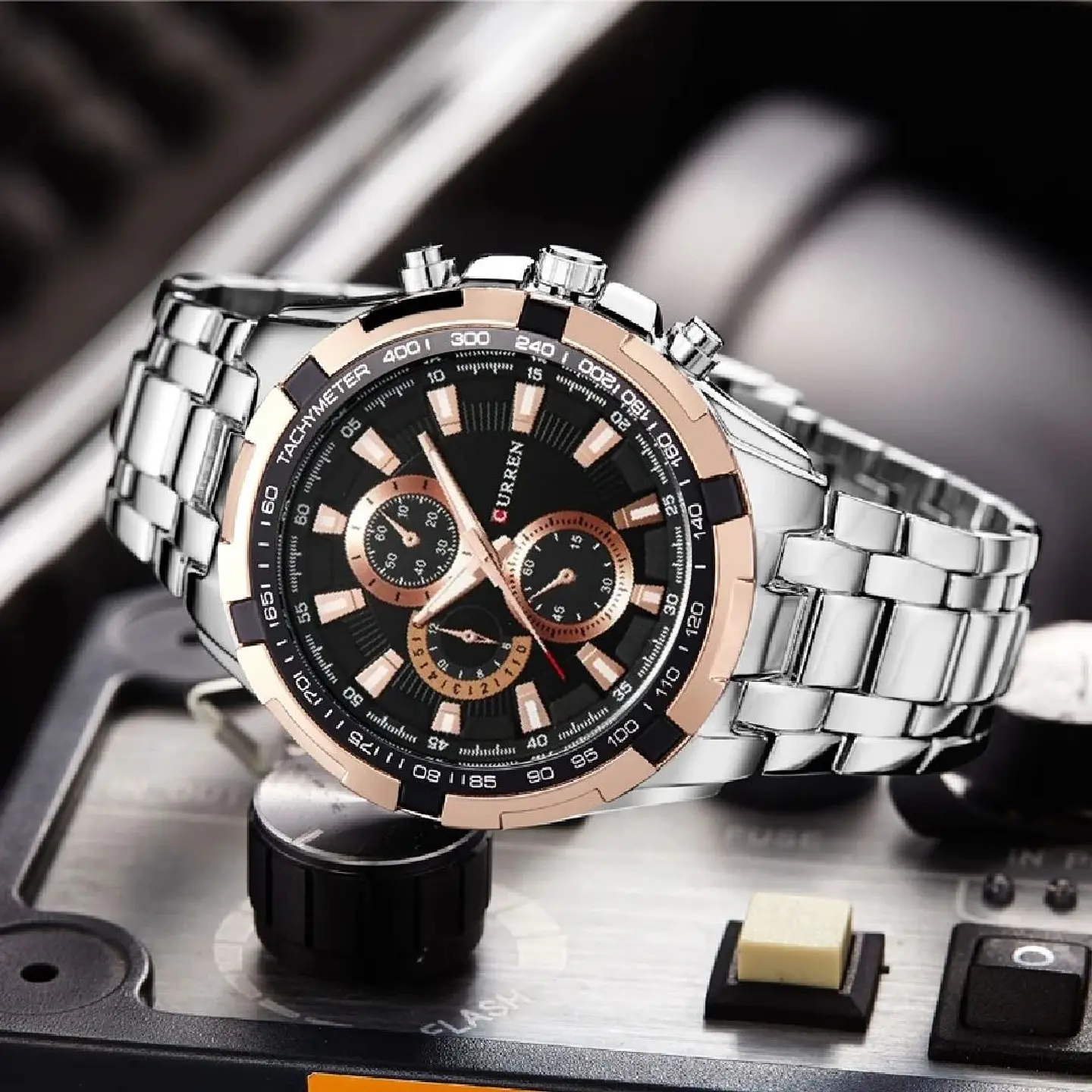 Reloj Analogo Curren KRE02192001 para Hombre en Acero Color Plateado-Oro Rosa 5