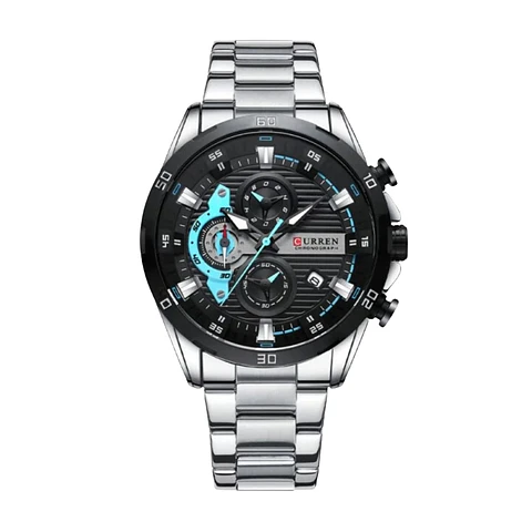 Reloj Analogo Curren KRED391901 para Hombre en Acero Color Plateado - Negro