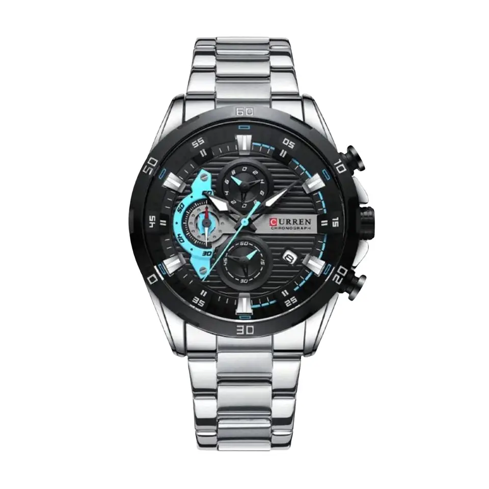Reloj Analogo Curren KRED391901 para Hombre en Acero Color Plateado - Negro 1
