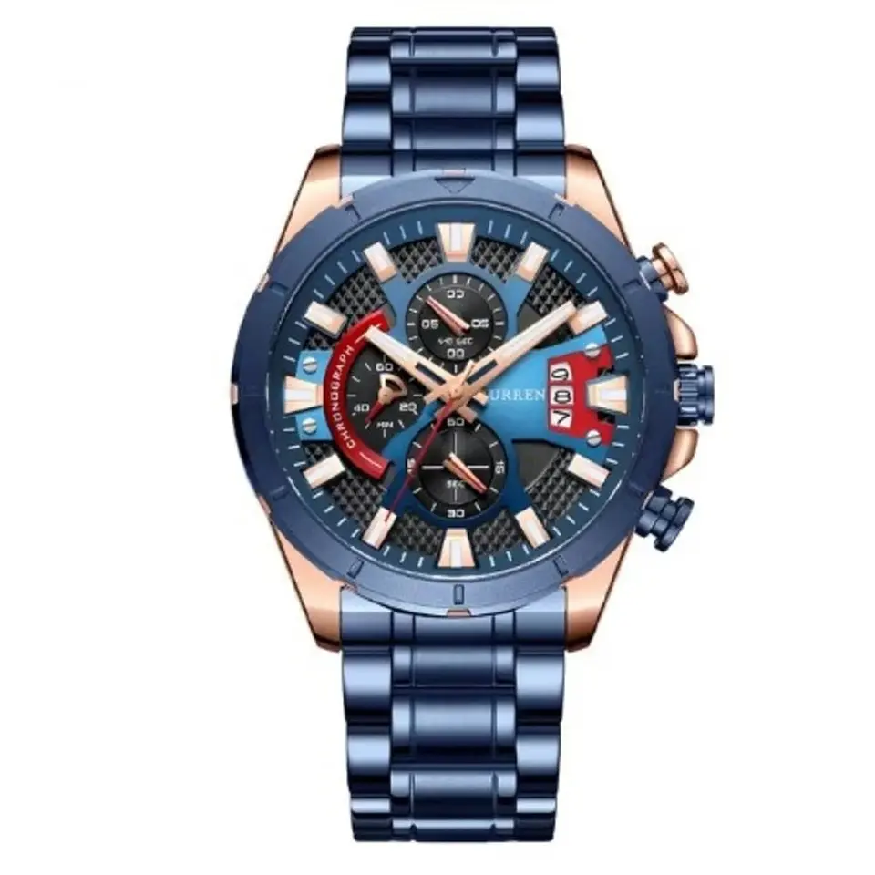 Reloj Analogo Curren KRED42003 para Hombre en Acero Color Azul - Dorado 1