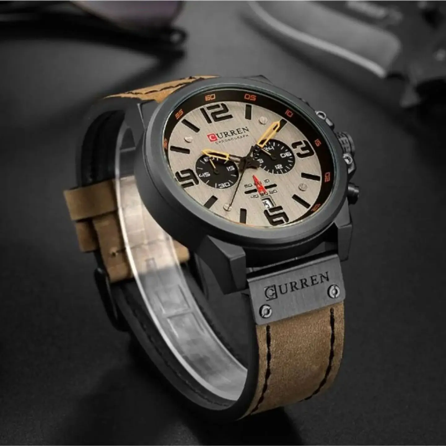 Reloj Analogo Curren KREC160123 para Hombre en Cuero Color Negro - Marron 4
