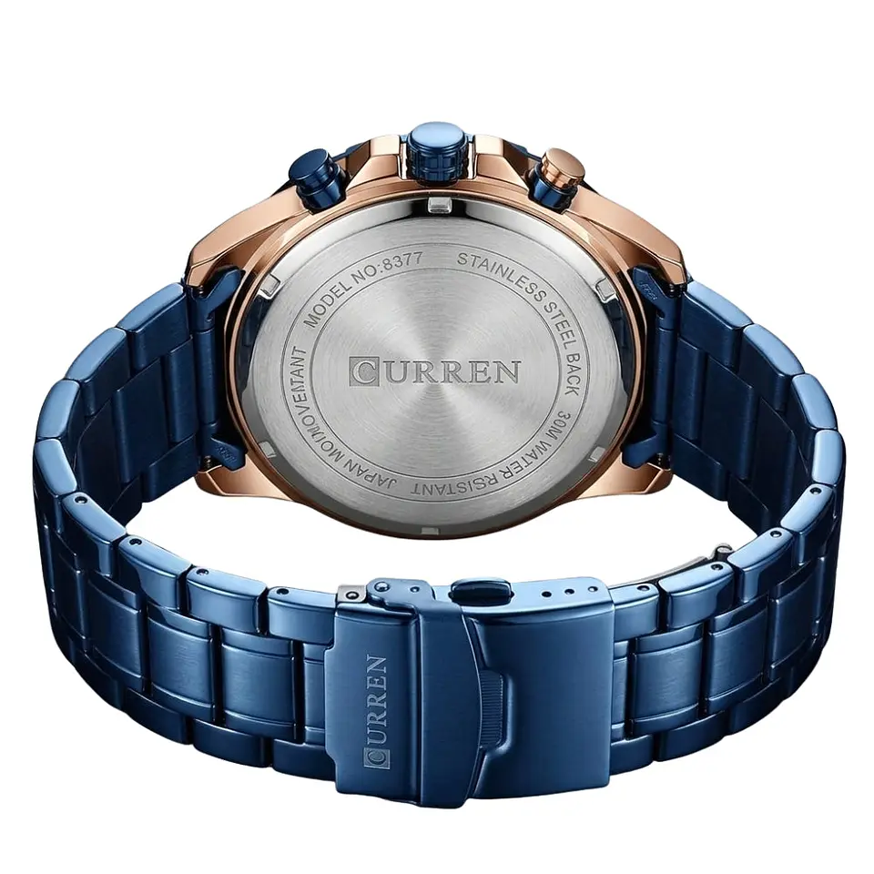 Reloj Analogo Curren KRED42003 para Hombre en Acero Color Azul - Dorado 2