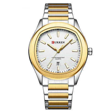 Reloj Analogo Curren KREE4103 para Hombre en Acero Color Dorado - Blanco