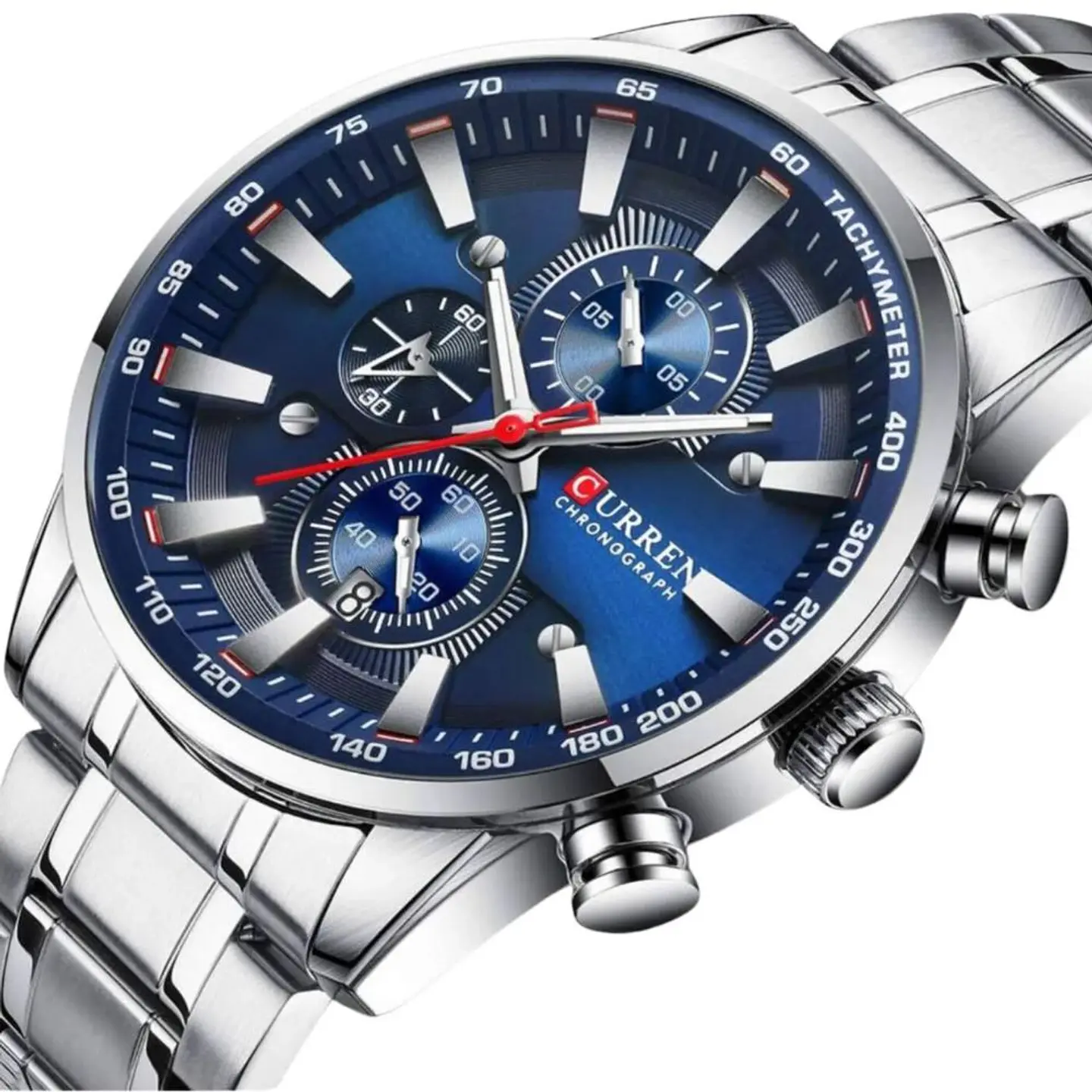 Reloj Analogo Curren KREC971903 para Hombre en Acero Color Plateado - Azul 4