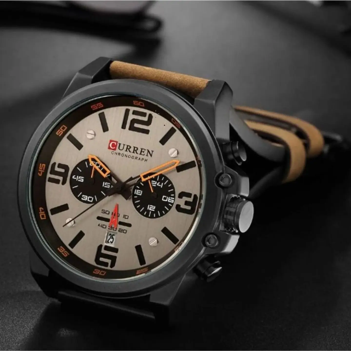 Reloj Analogo Curren KREC160123 para Hombre en Cuero Color Negro - Marron 5