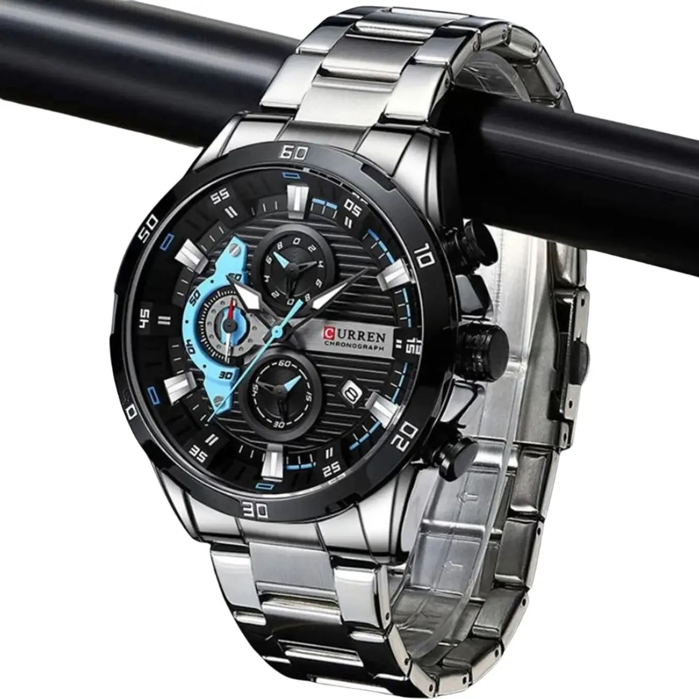Reloj Analogo Curren KRED391901 para Hombre en Acero Color Plateado - Negro 3