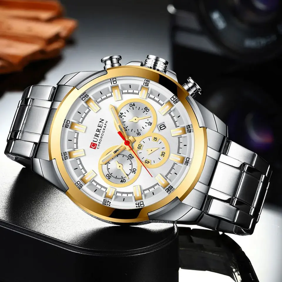 Reloj Analogo Curren KREC941902 para Hombre en Acero Color Plateado - Dorado 5