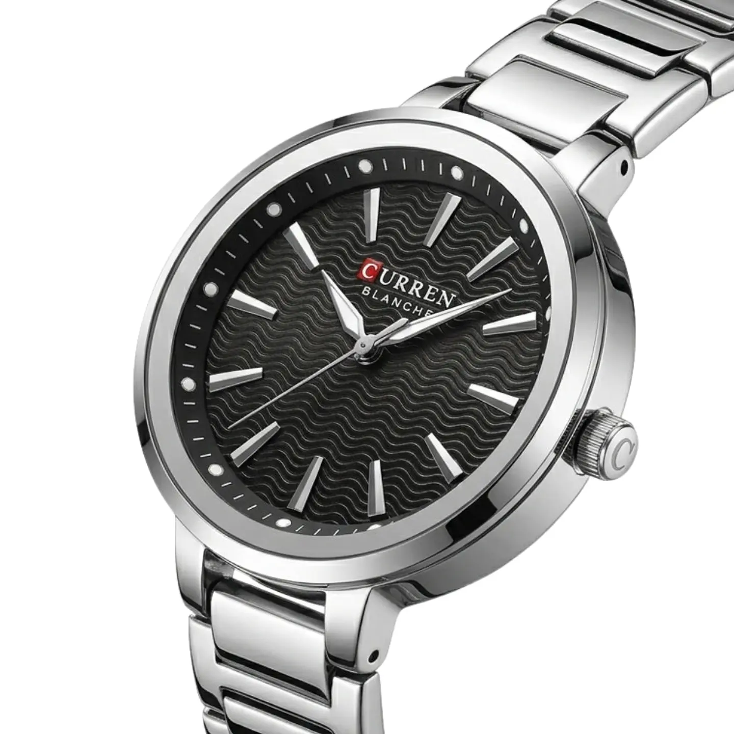 Reloj Analogo Curren KREE3801 para Mujer en Acero Color Plateado - Negro 3