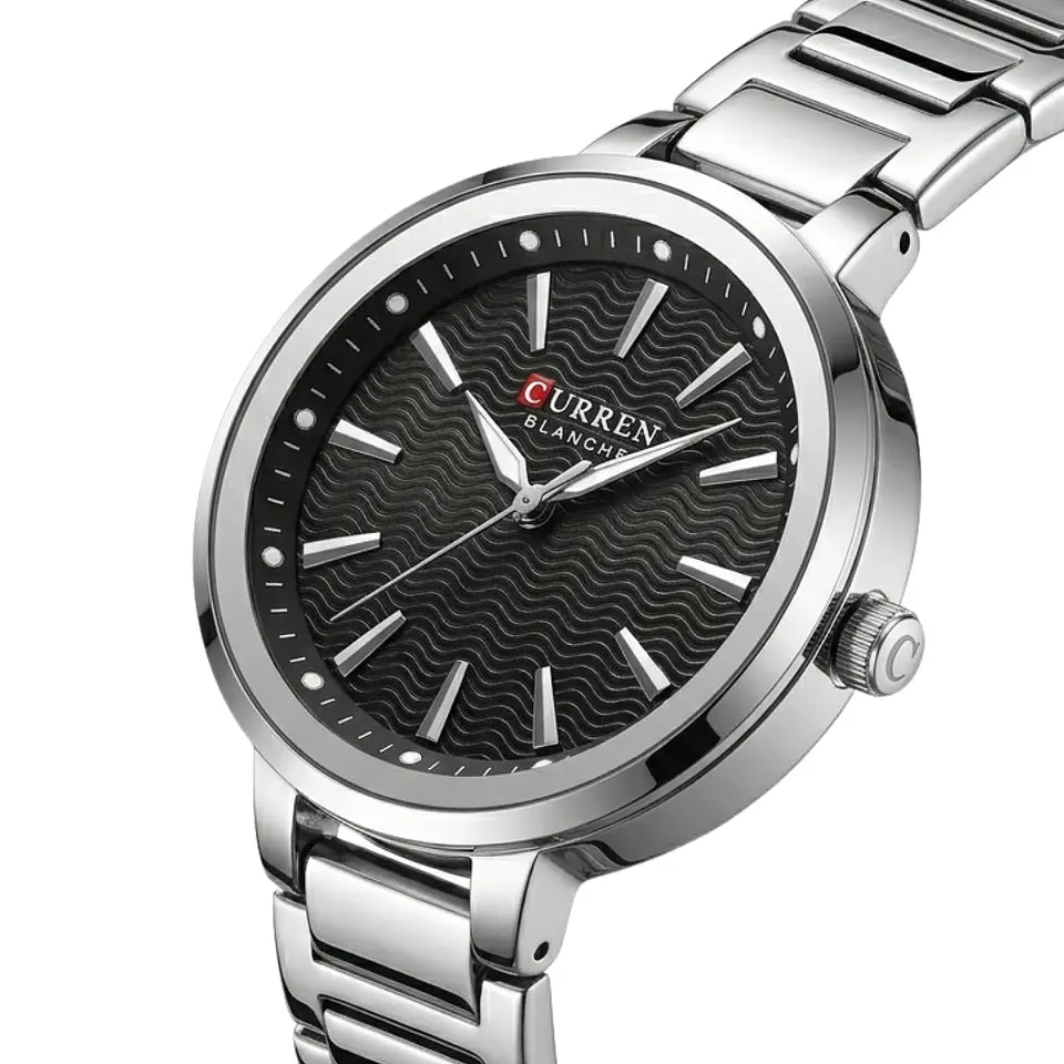 Reloj Analogo Curren KREE3801 para Mujer en Acero Color Plateado - Negro 3