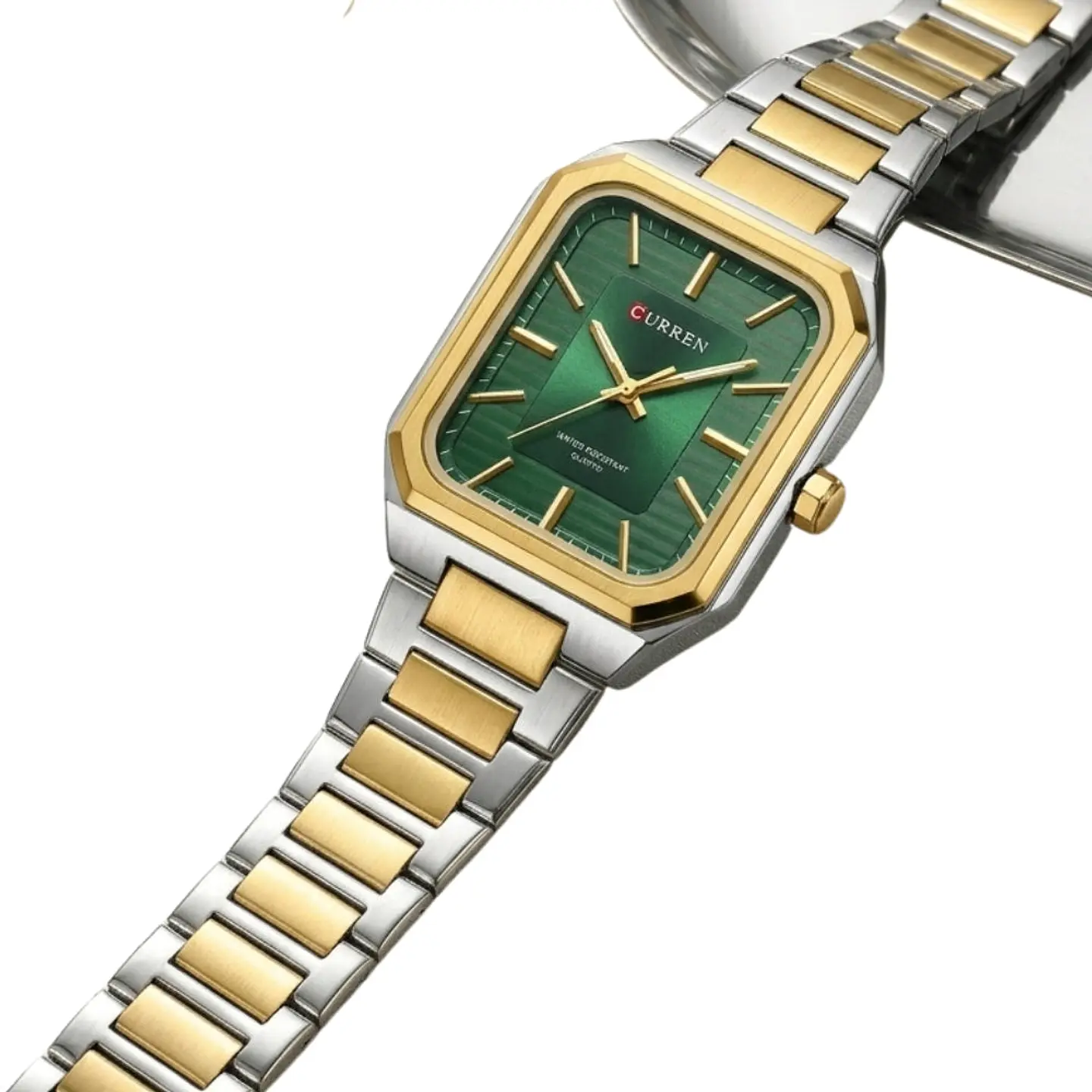 Reloj Analogo Curren KREE0401 para Hombre en Acero Color Dorado - Verde 4