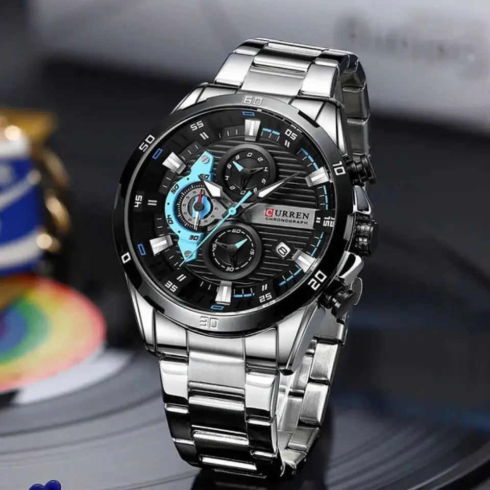 Reloj Analogo Curren KRED391901 para Hombre en Acero Color Plateado - Negro 5