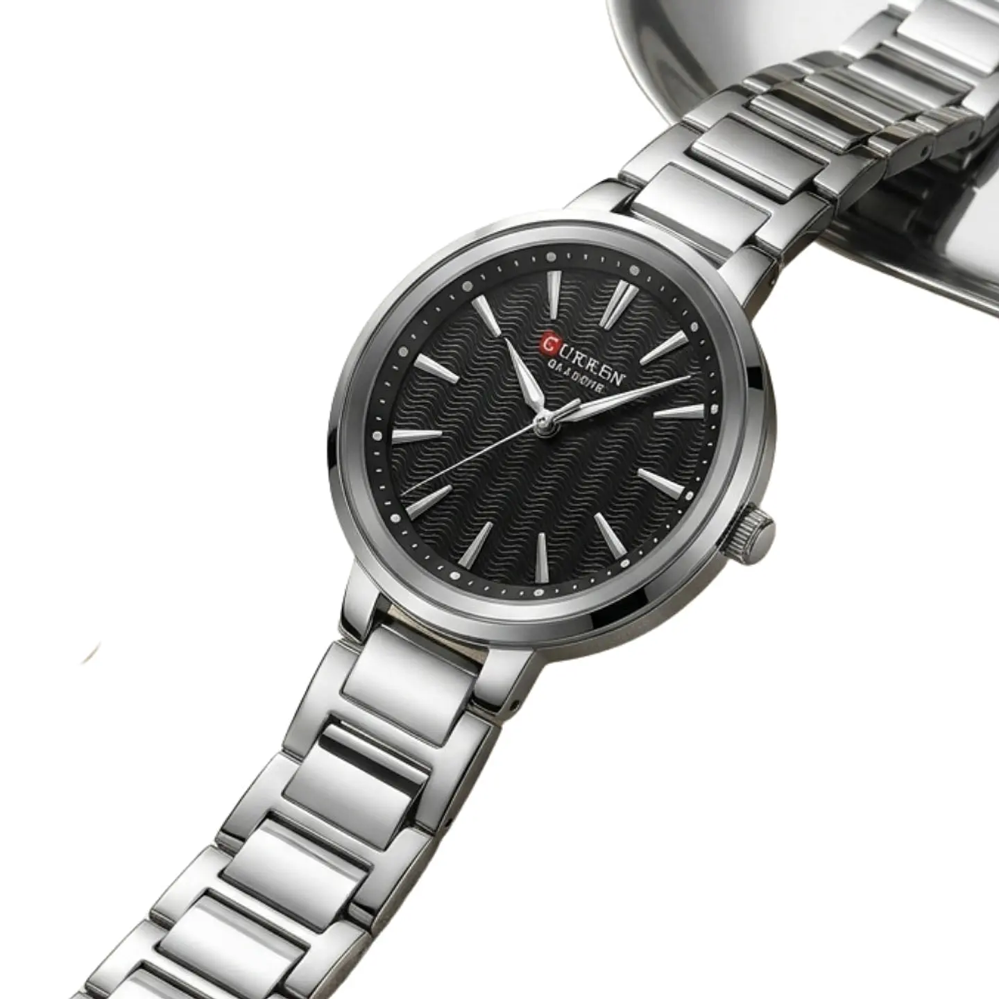 Reloj Analogo Curren KREE3801 para Mujer en Acero Color Plateado - Negro 4