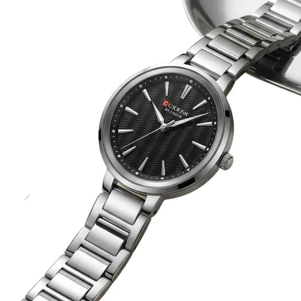 Reloj Analogo Curren KREE3801 para Mujer en Acero Color Plateado - Negro 4