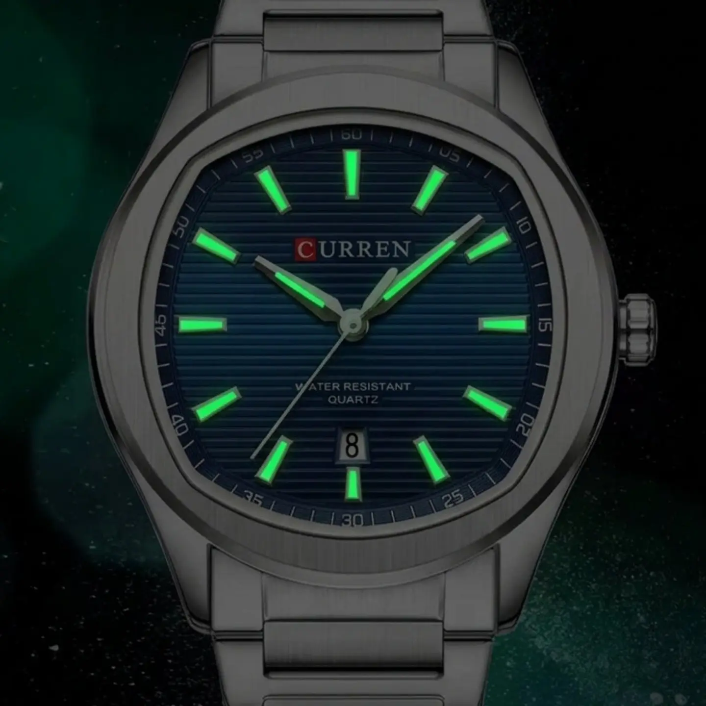 Reloj Analogo Curren KREE4105 para Hombre en Acero Color Plateado - Azul 4