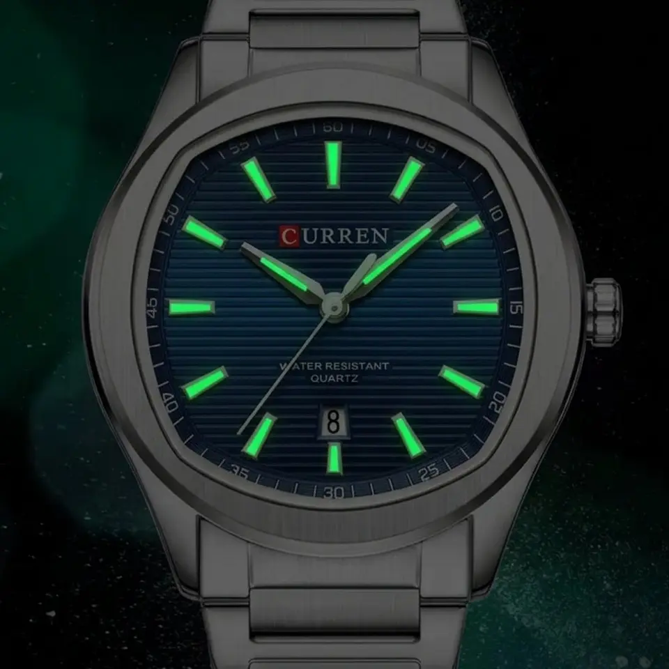 Reloj Analogo Curren KREE4105 para Hombre en Acero Color Plateado - Azul 4