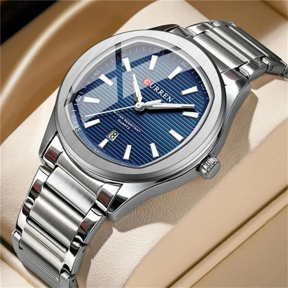 Reloj Analogo Curren KREE4105 para Hombre en Acero Color Plateado - Azul 5