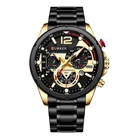 Reloj Analogo Curren KRED331801 para Hombre en Acero Color Negro - Dorado