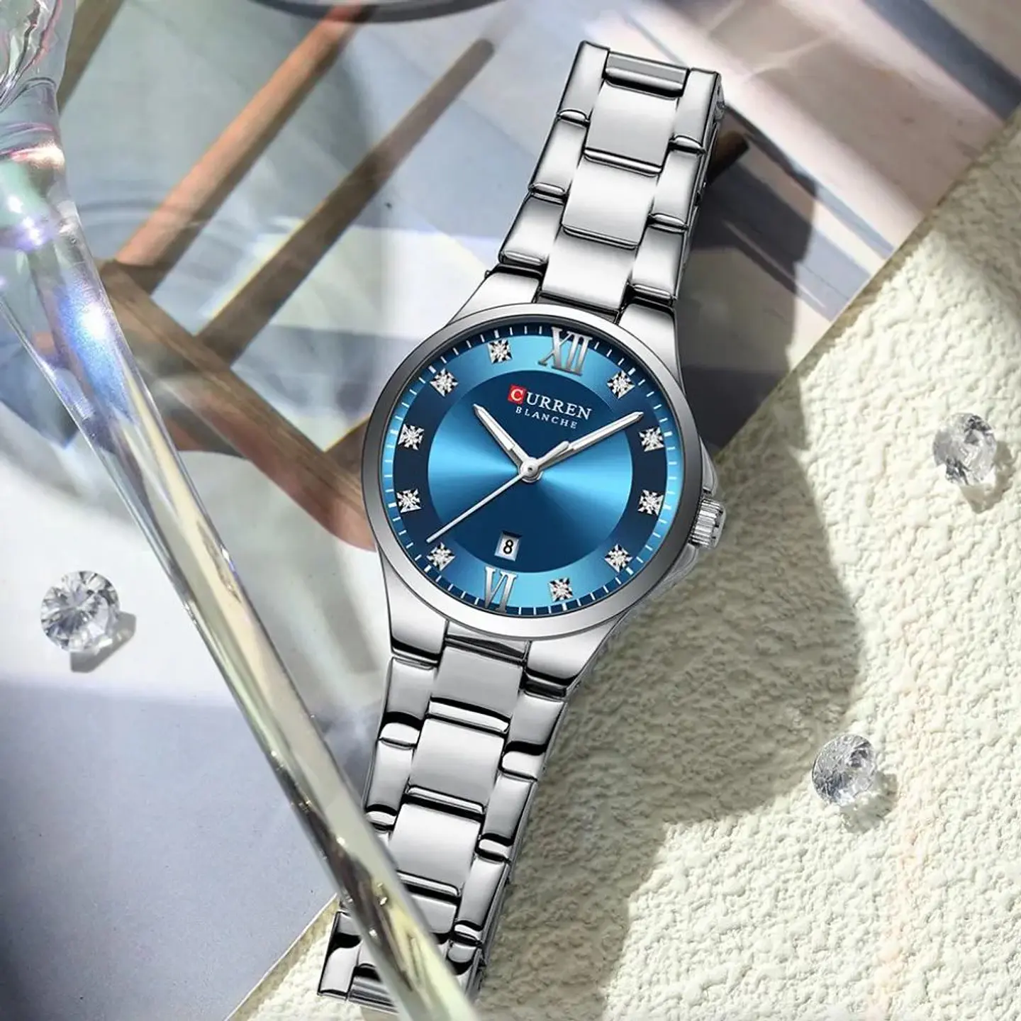 Reloj Analogo Curren KREE3302 para Hombre en Acero Color Plateado - Azul 5