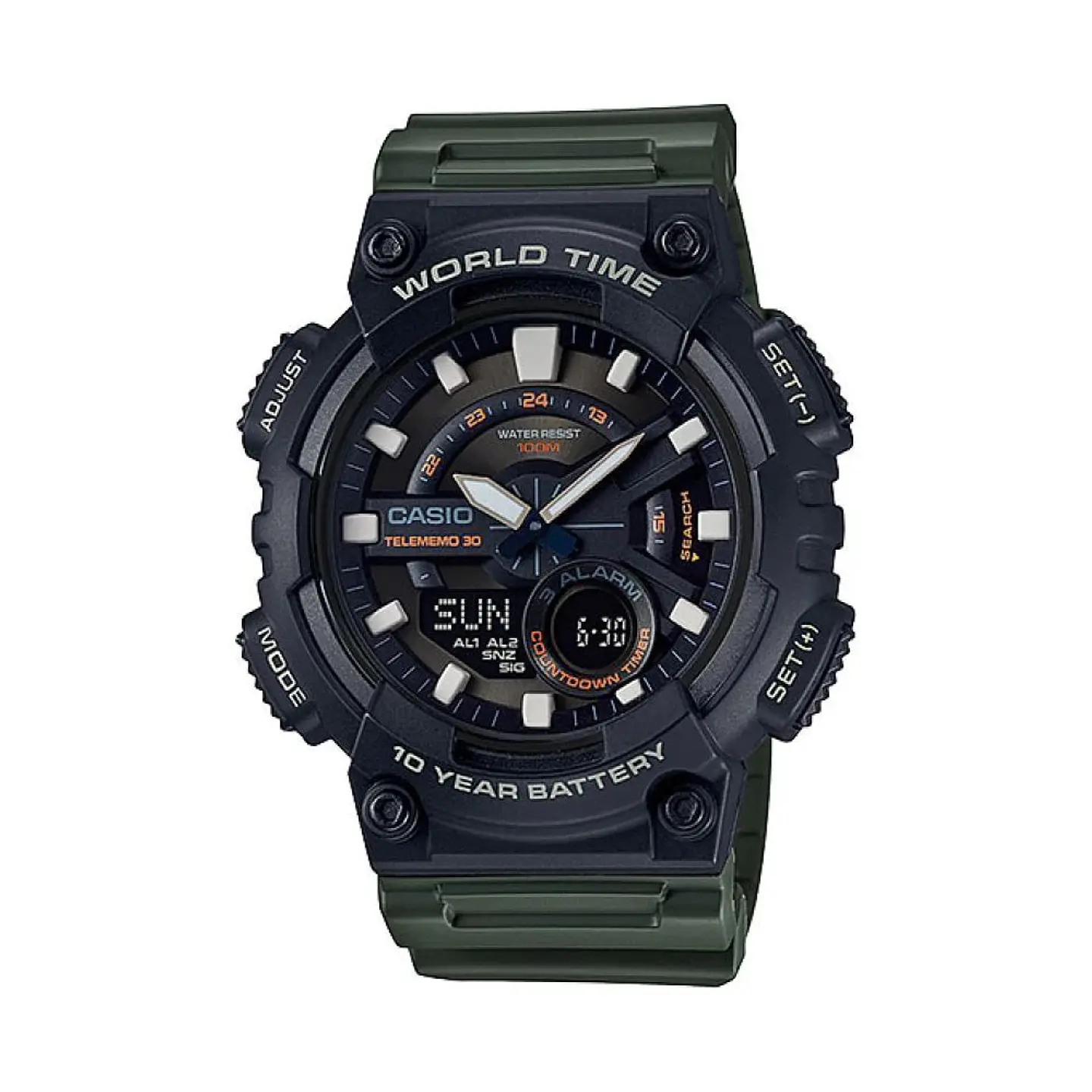Reloj Digital - Analogo Casio AEQ110W-3AV Para Hombre en Resina Color Negro 1