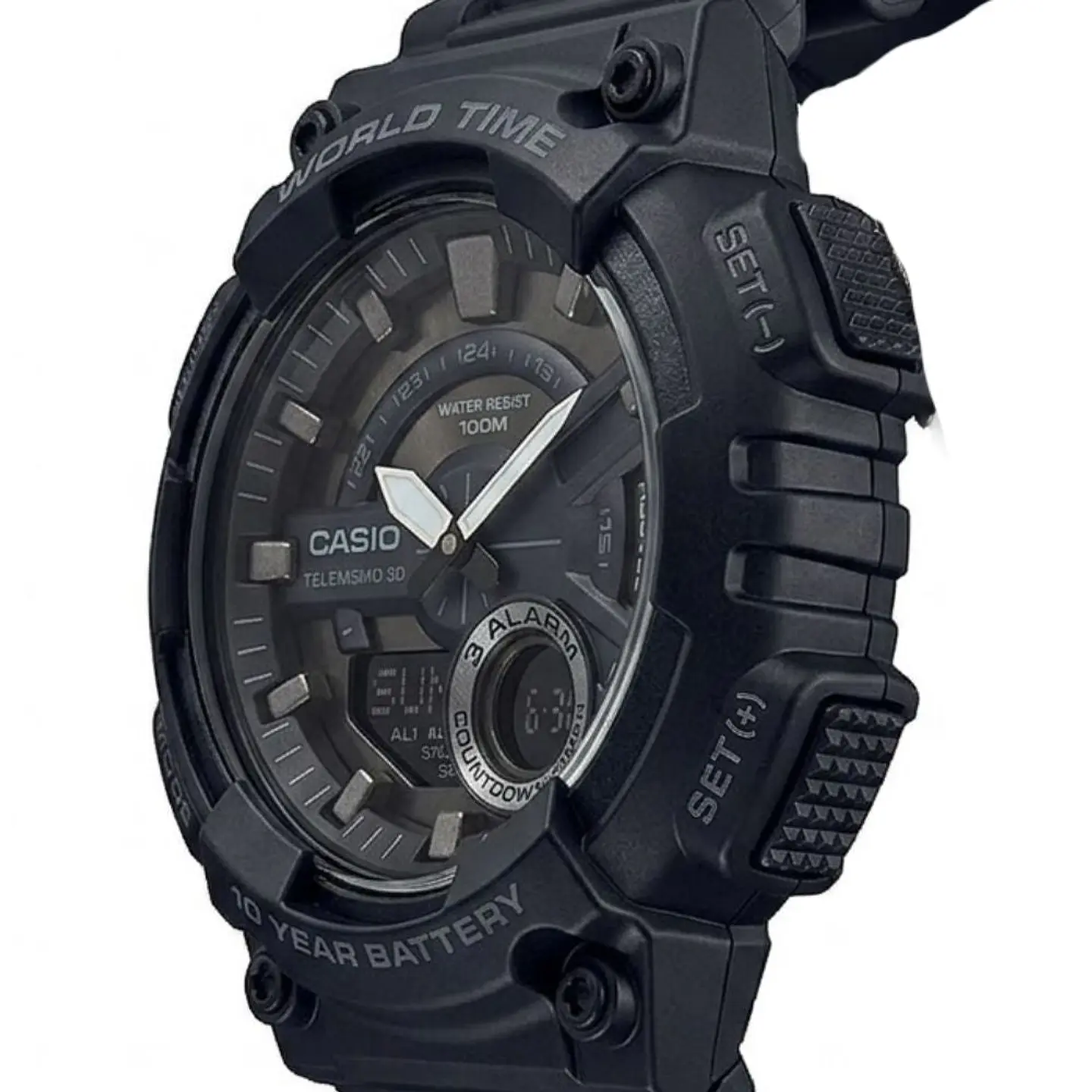 Reloj Digital - Analogo Casio AEQ-110W-1AVDF Para Hombre en Resina Color Negro 4