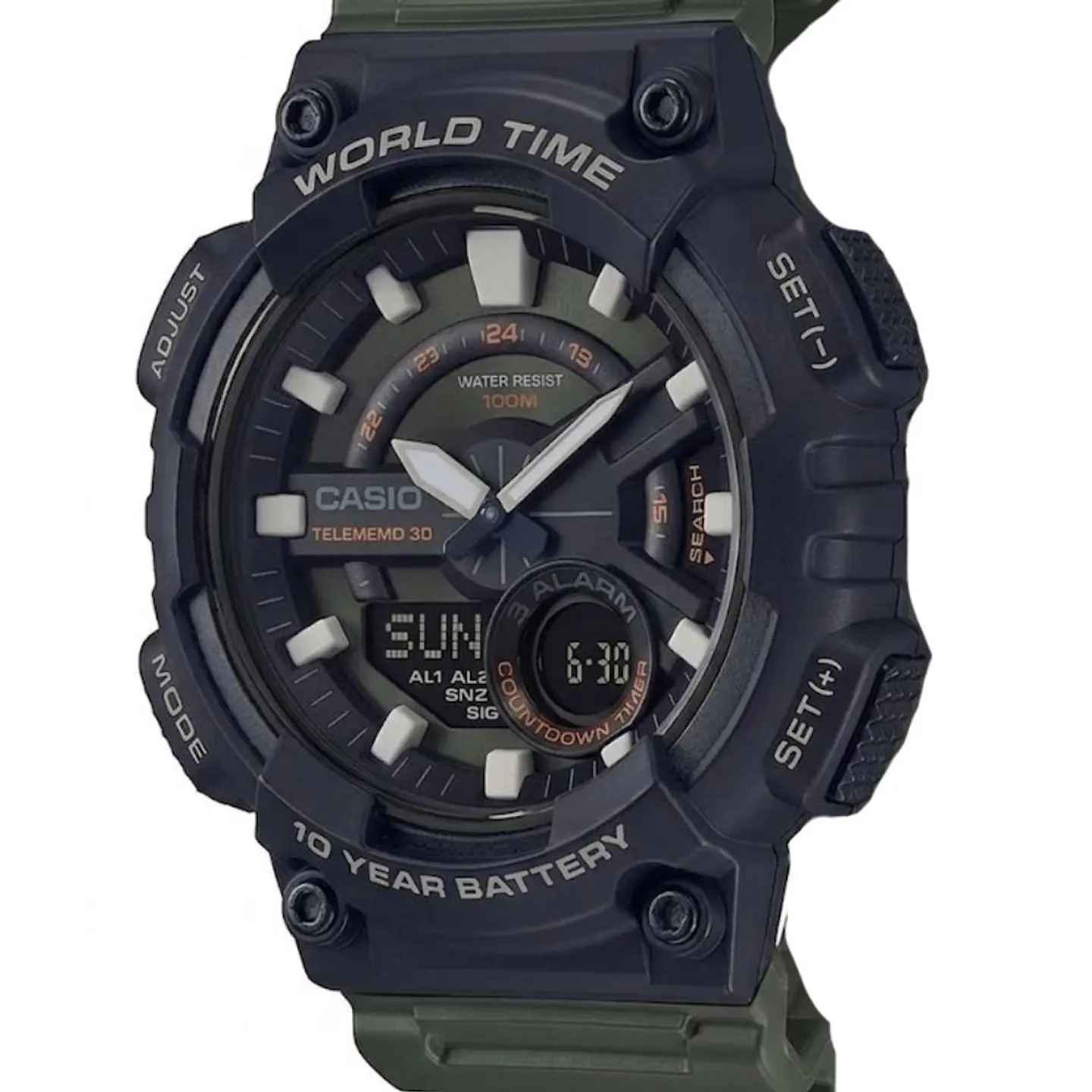 Reloj Digital - Analogo Casio AEQ110W-3AV Para Hombre en Resina Color Negro 4