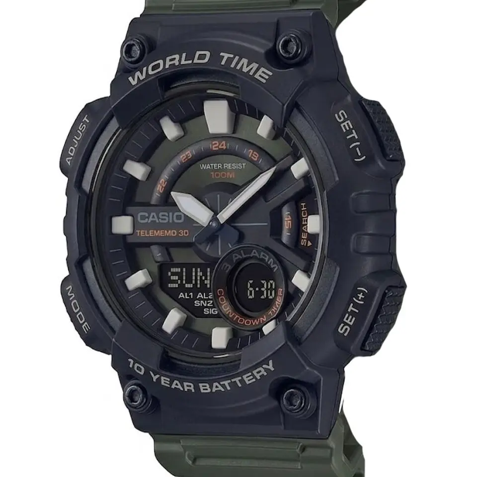 Reloj Digital - Analogo Casio AEQ110W-3AV Para Hombre en Resina Color Negro 4