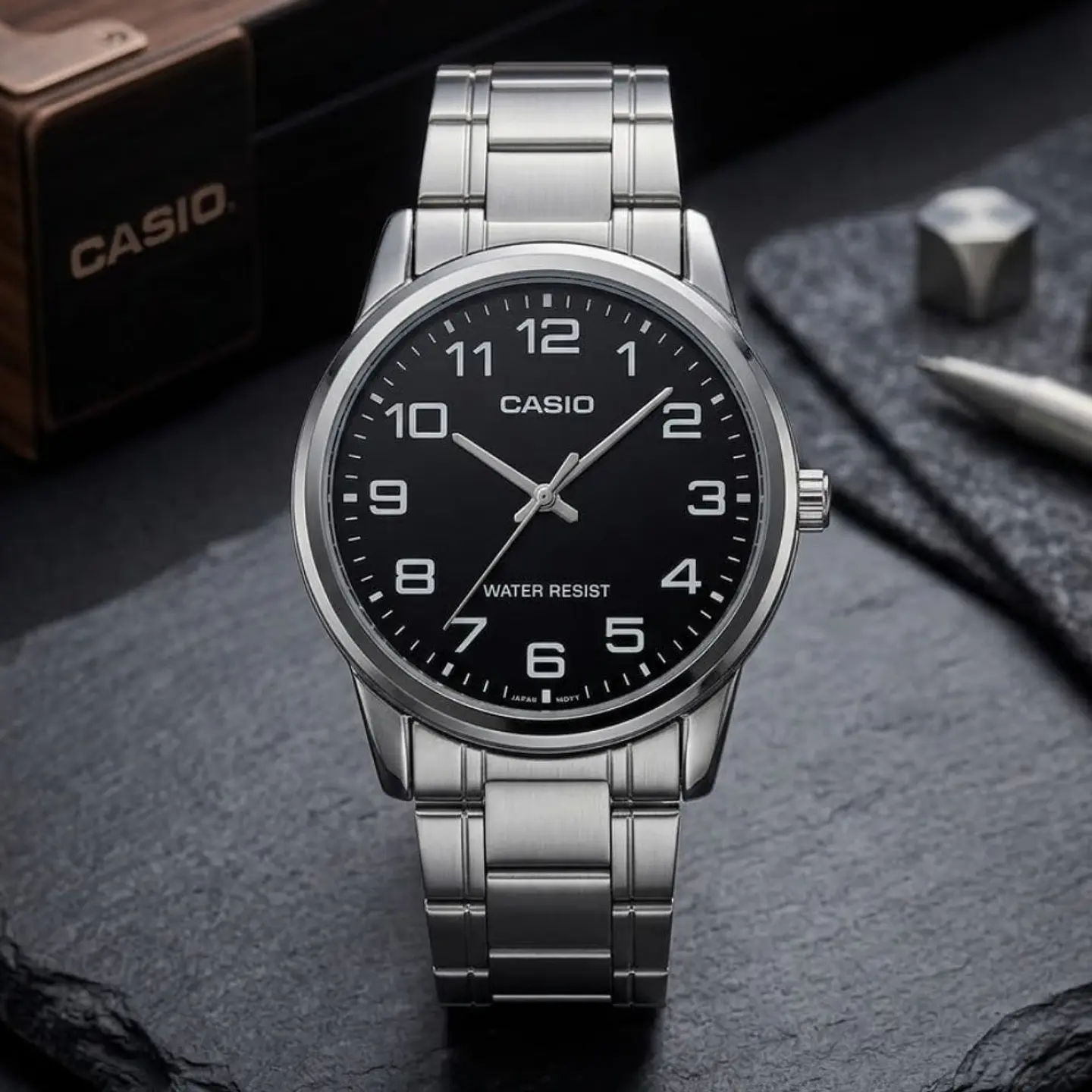 Reloj Analogo Casio MTPVT01L-1BUDF Para Hombre en Acero Color Negro 5